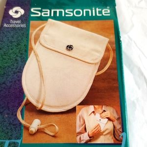 New Samsonite Travel Security Neck Pouch Money Passport Holder 3-Pocket Wallet